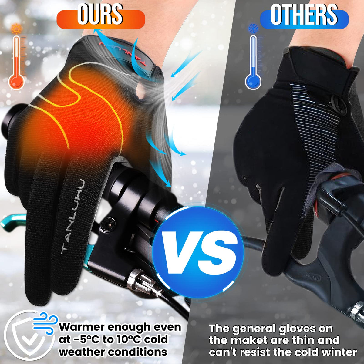 Tanluhu Full-Finger Touchscreen Padded MTB Cycling Gloves