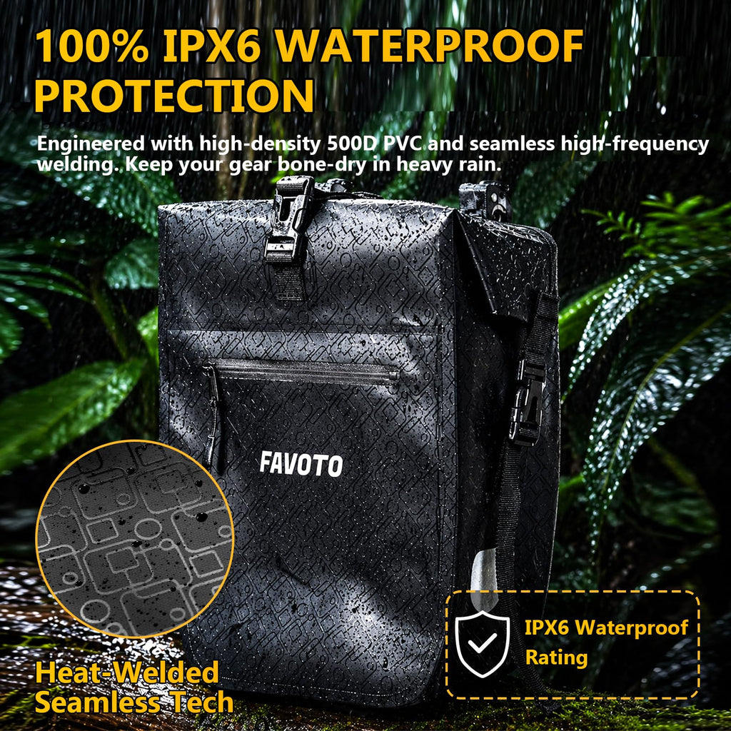 Favoto 2-Pack Waterproof Quick-Release Bike Pannier Bags