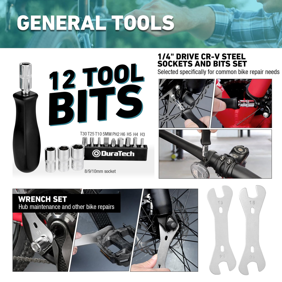 DURATECH Bicycle Repair and Maintenance Tool Kit with Storage Box