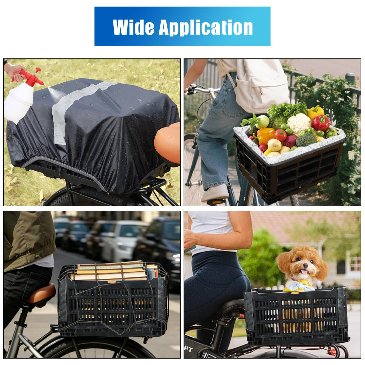 YEEGO DIRECT Foldable Rear Bike Cargo Basket with Collapsible Crate