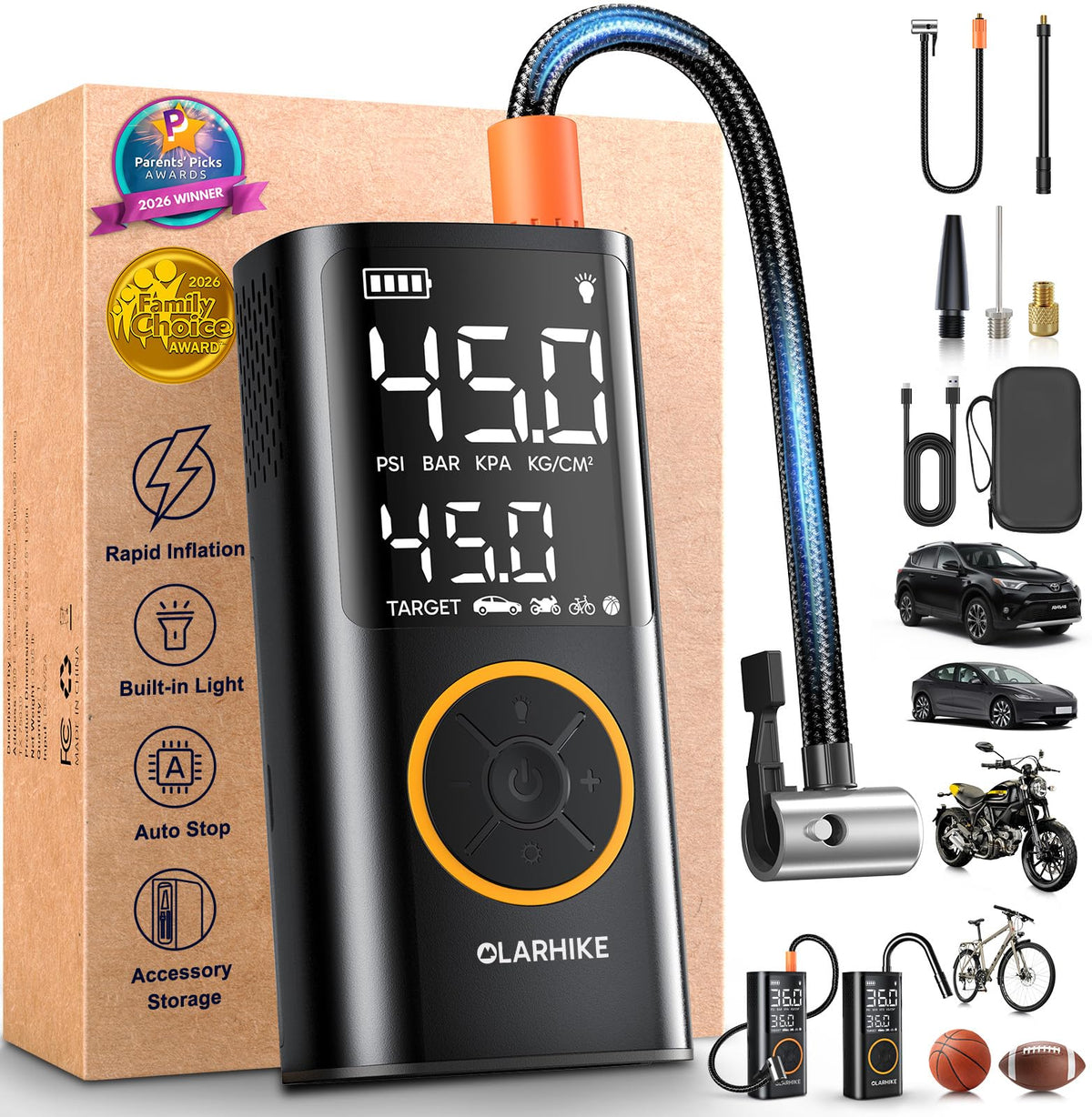 OlarHike Portable Cordless Electric Bike Tire Inflator