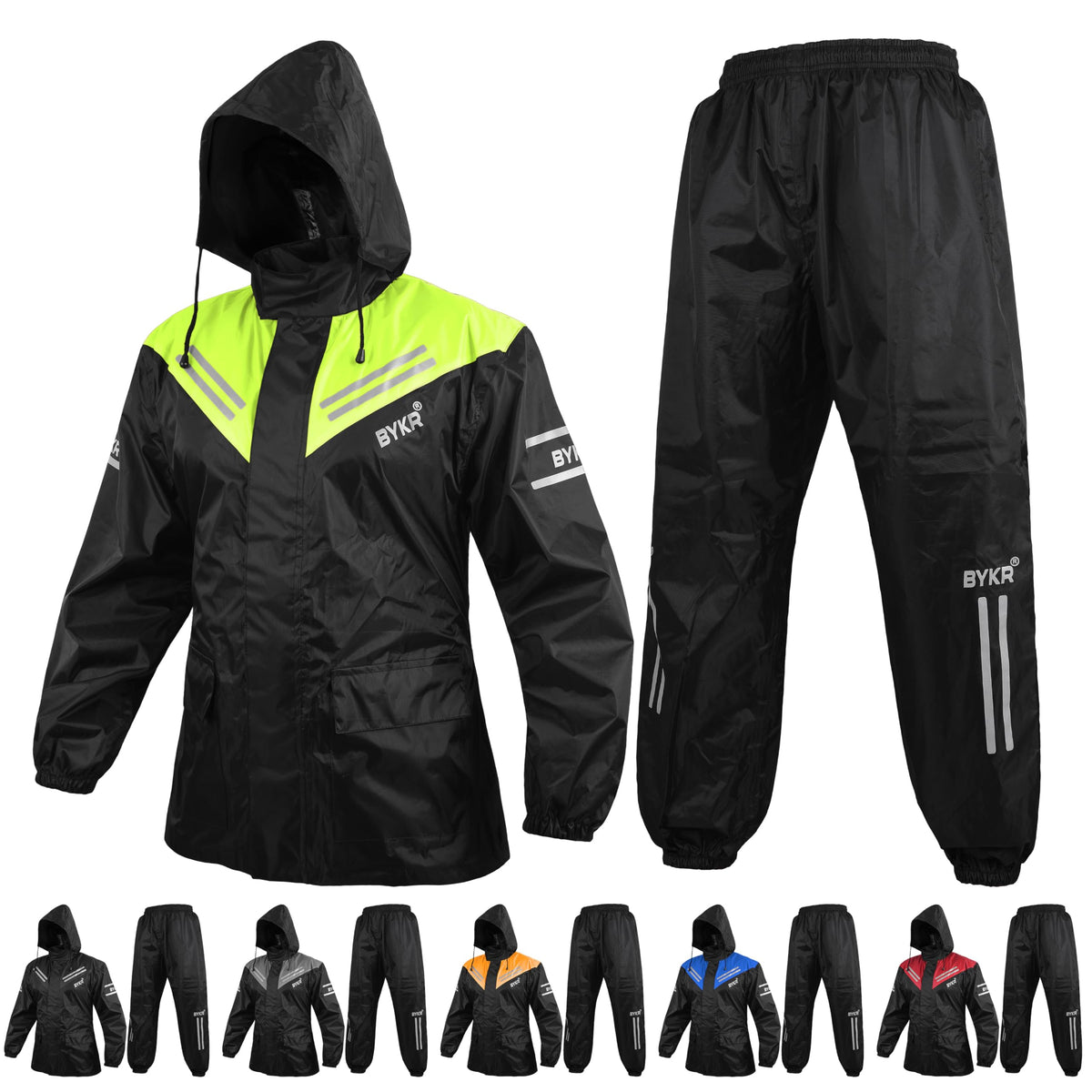 BYKR Unisex Waterproof 2-Piece Motorcycle Rain Suit