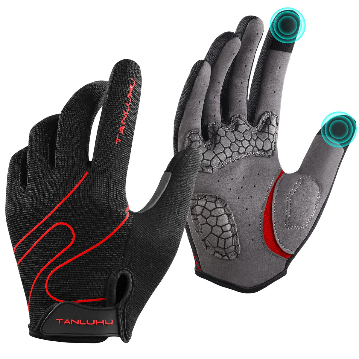 Tanluhu Full-Finger Touchscreen Padded MTB Cycling Gloves
