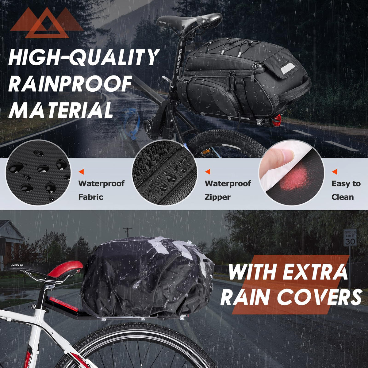 RAINSMORE 15L Waterproof E-Bike Rear Rack Trunk Bag