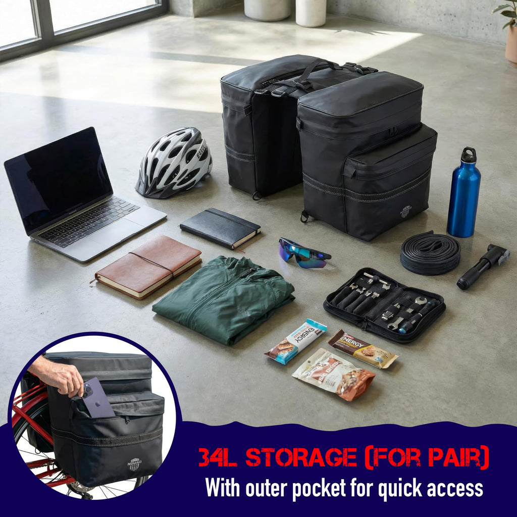 Nomad USA 34L Convertible Bike Panniers and Backpack Set