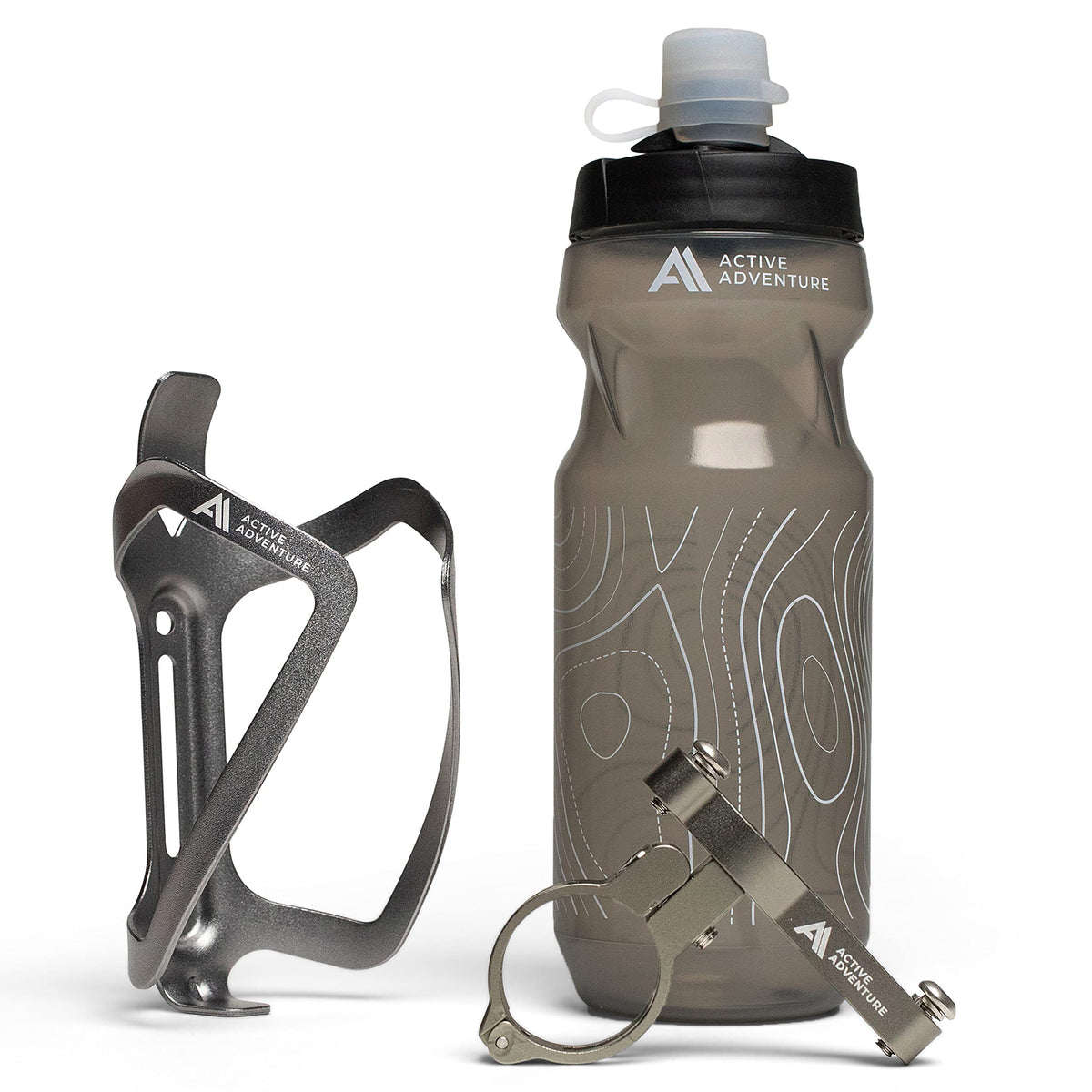 20 oz Bike Water Bottle and No-Screw Handlebar Holder Set