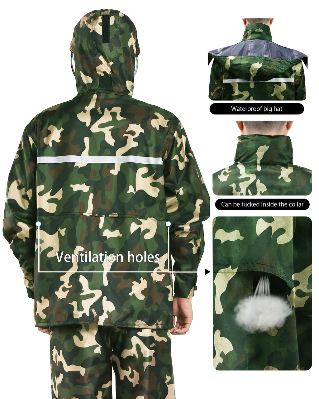iCreek Unisex Hi-Vis Waterproof Reflective Rain Suit