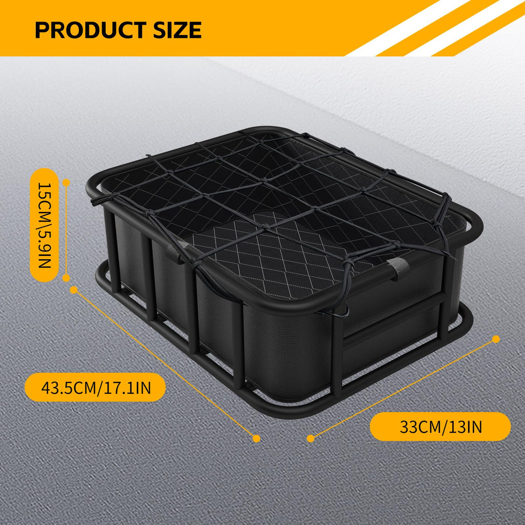 Heavy-Duty Rear Bike Cargo Basket with Waterproof Liner and Net