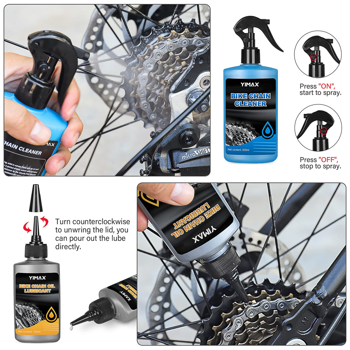 YIMAX Bike Chain Cleaning Kit with Lubricant and Brushes