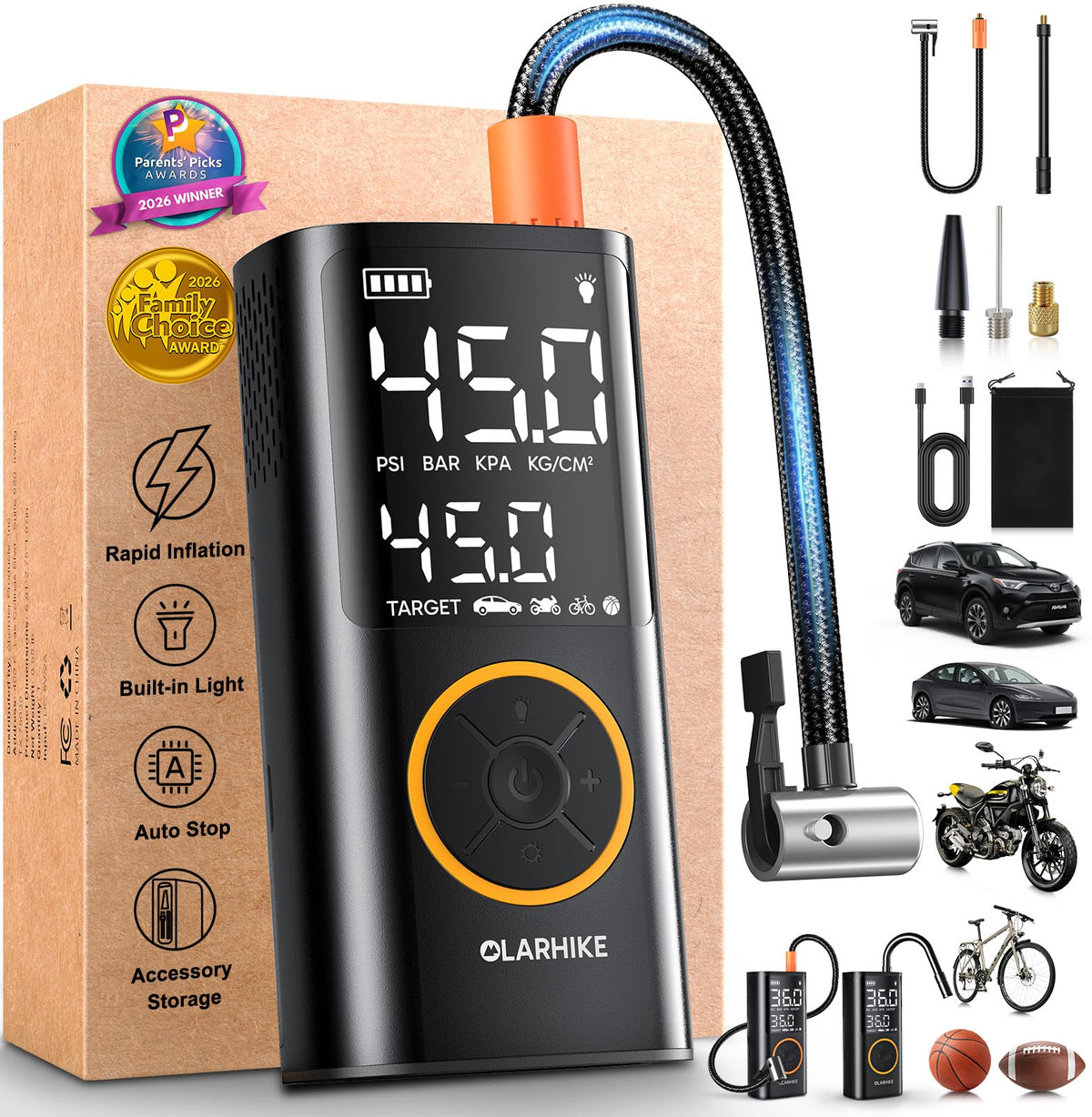 OlarHike Portable Cordless Electric Bike Tire Inflator