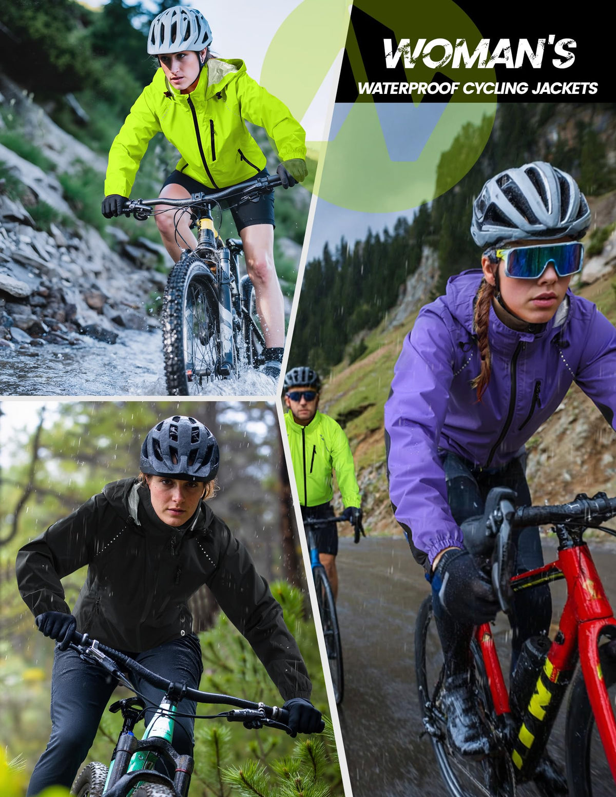 Nepest Women's Hooded Cycling Rain Jacket with UPF 50+