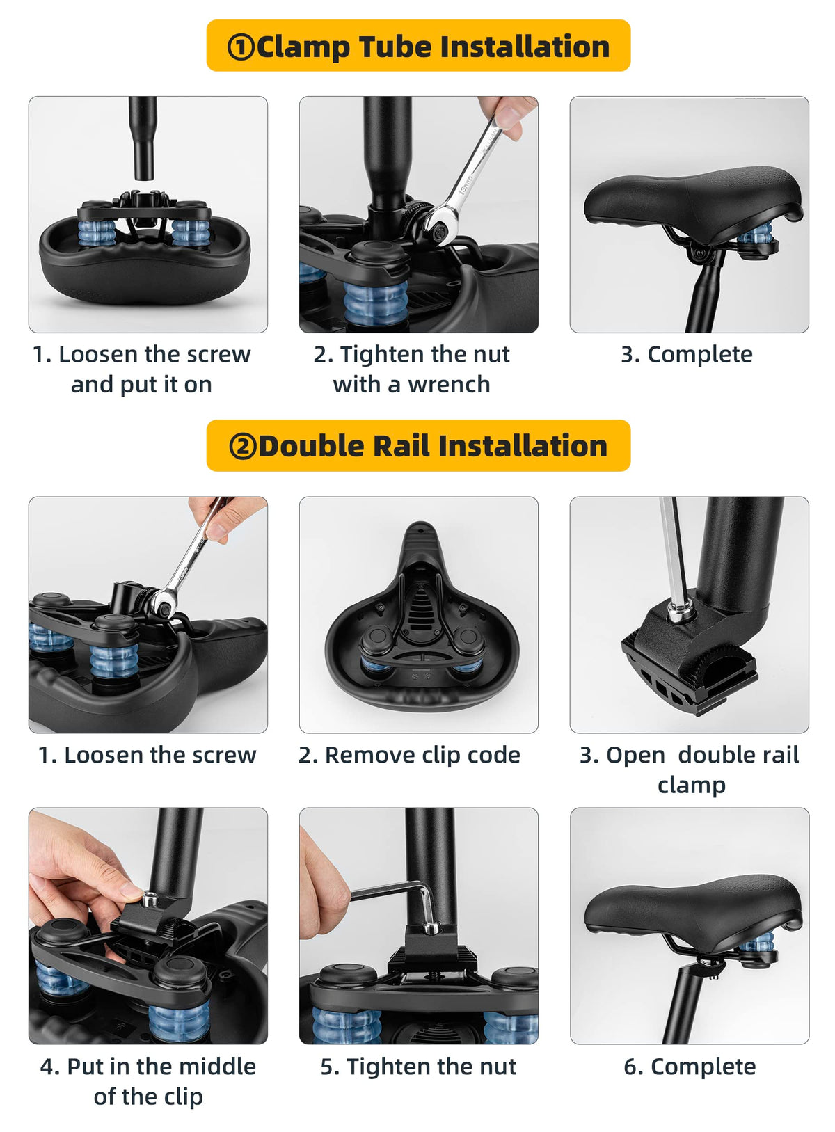 ROCKBROS Memory Foam Comfort Bike Saddle for Road and MTB