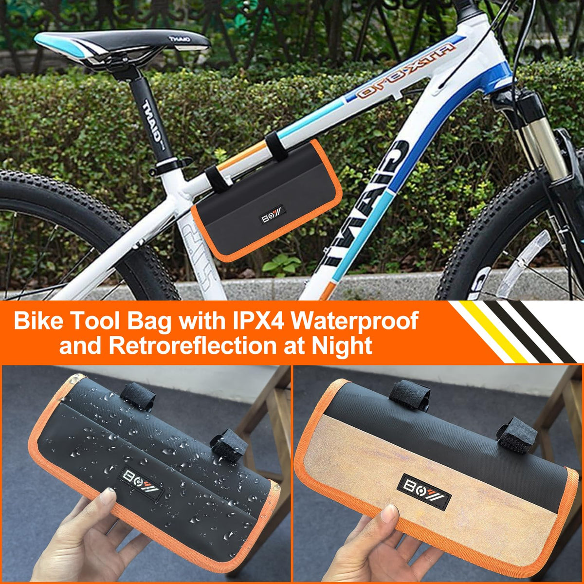 Portable Bicycle Repair Tool Kit with Tire Pump and Bag