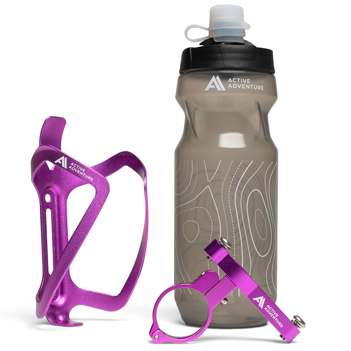 20 oz Bike Water Bottle and No-Screw Handlebar Holder Set