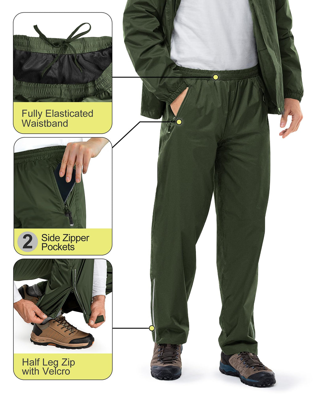 33,000ft Men's Lightweight Packable Waterproof Rain Suit