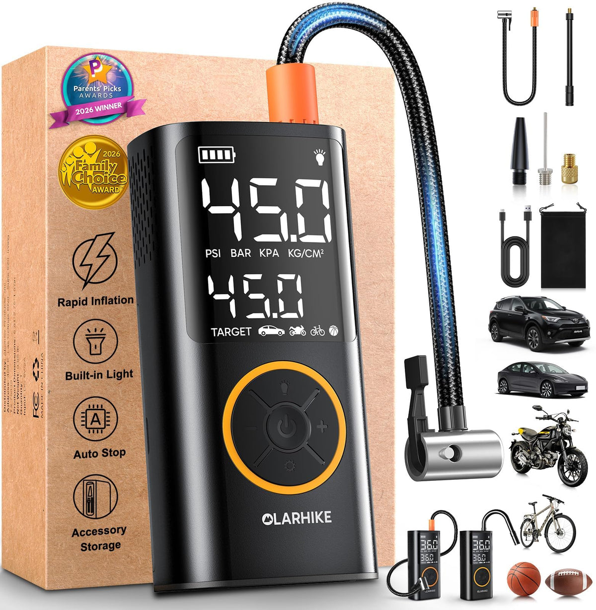 OlarHike Portable Cordless Electric Bike Tire Inflator