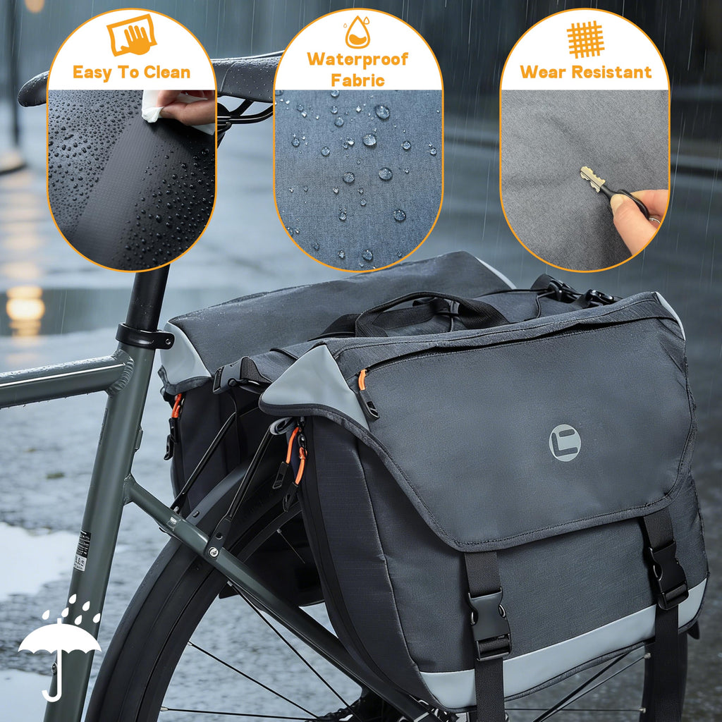 Kinetrail Bicycle Rear Rack Pannier Bag for Commuting